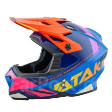 Шлем (кроссовый) ATAKI JK801 Valor Синий/оранжевый/розовый глянцевый XL