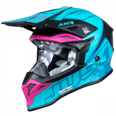 Шлем (кроссовый) JUST1 J39 THRUSTER черный/бирюзовый/розовый матовый, S