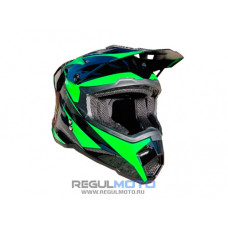 Шлем (кроссовый) KIOSHI Holeshot 801 Черный/зеленый, XXL