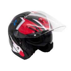 Шлем (открытый со стеклом) KIOSHI 526 Черный/красный, L