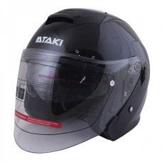 Шлем открытый ATAKI JK526 Solid черный глянцевый M